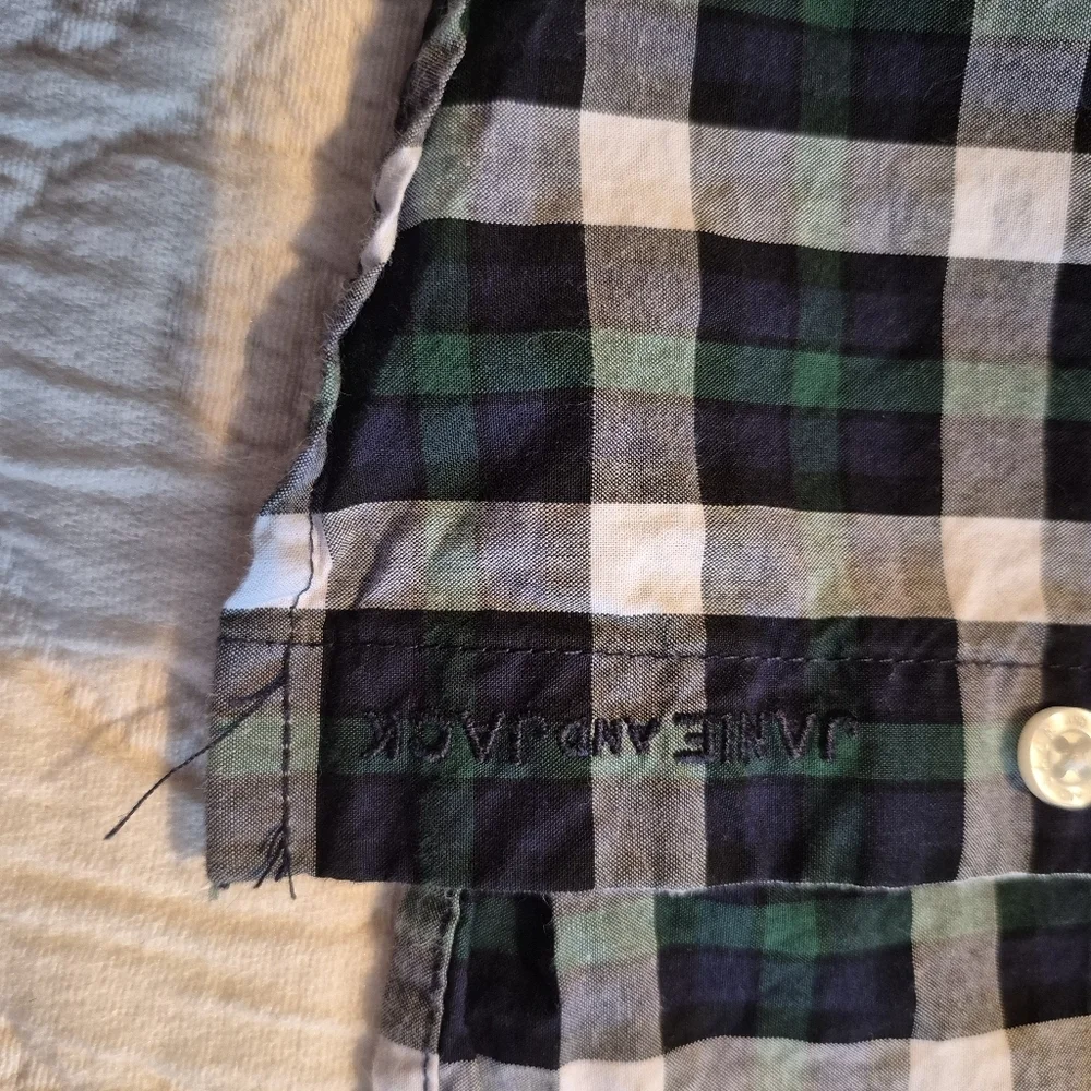 Janie and Jack boys size 8 navy, green white plaid button down shirt VGUC 2022 - Picture 5 of 7